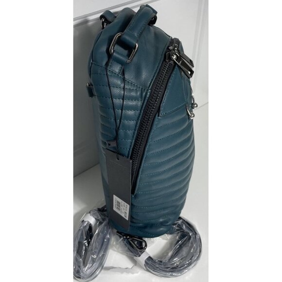 Replay Teal Faux Leather Backpack NEW Medium Quilted Rucksack - Picture 3 of 9